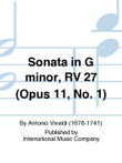 Sonata In G Minor, Rv 27 (Opus 11, No. 1)