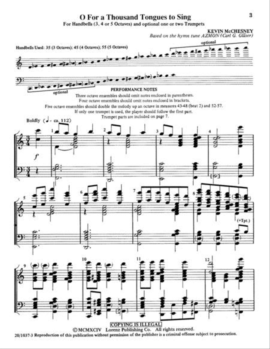 O For a Thousand Tongues to Sing 5-Octaves scores gallery preview page 3