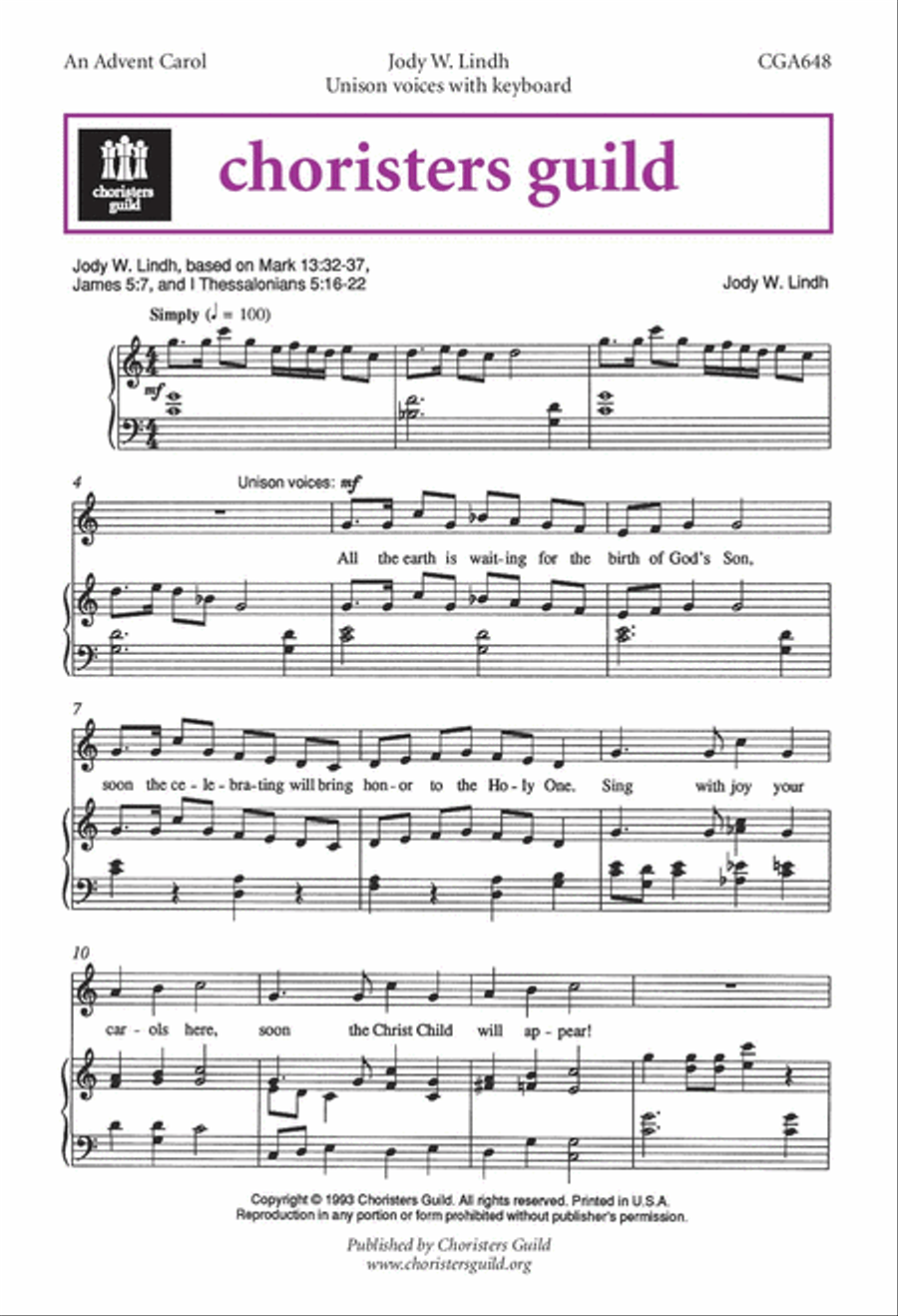 An Advent Carol Unison Choir scores gallery preview page 1