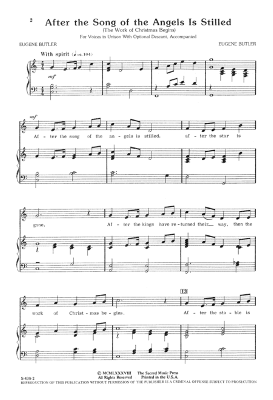 After the Song of the Angels Is Stilled Unison Choir scores gallery preview page 3