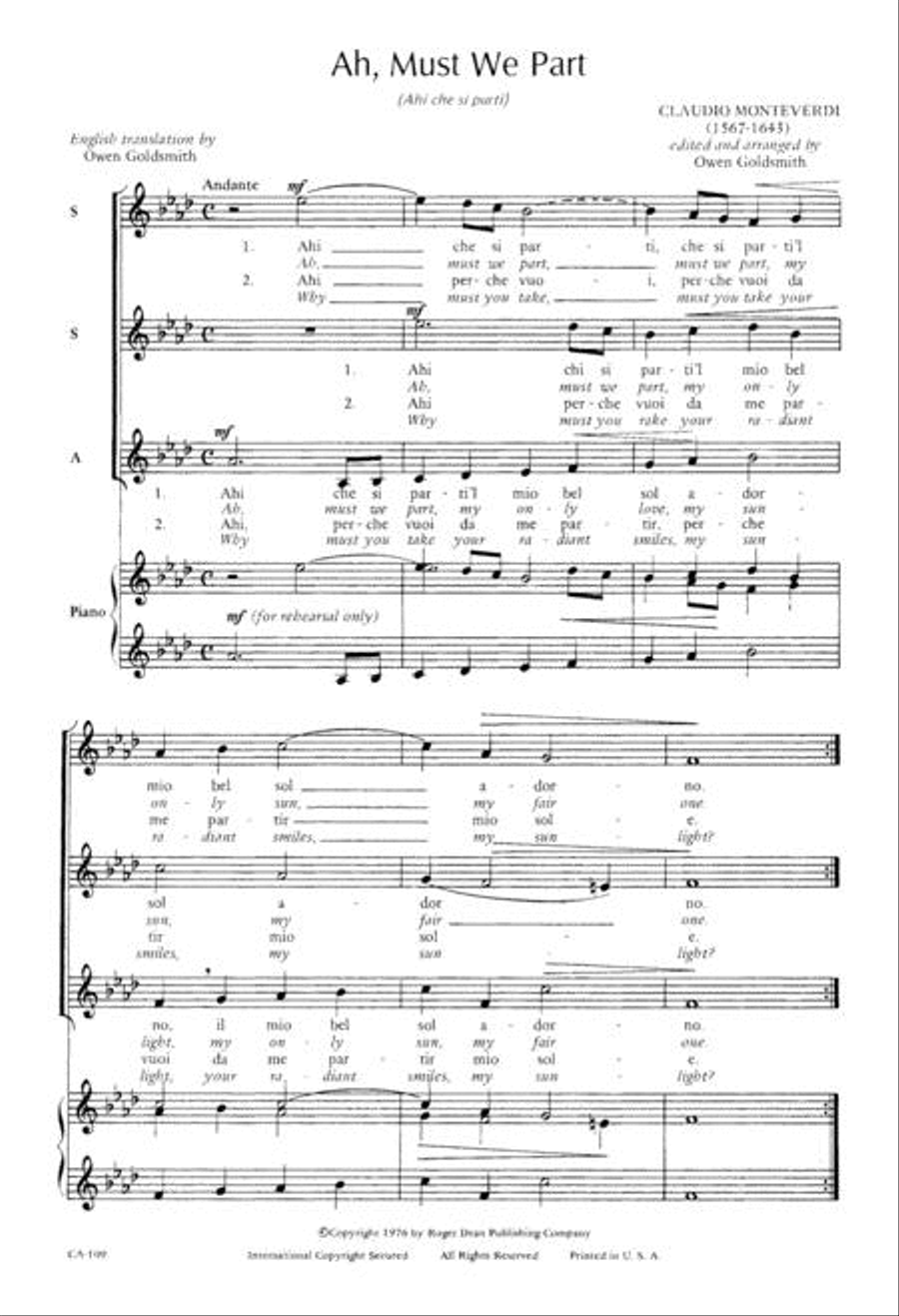 Ah, Must We Part SSA scores gallery preview page 3