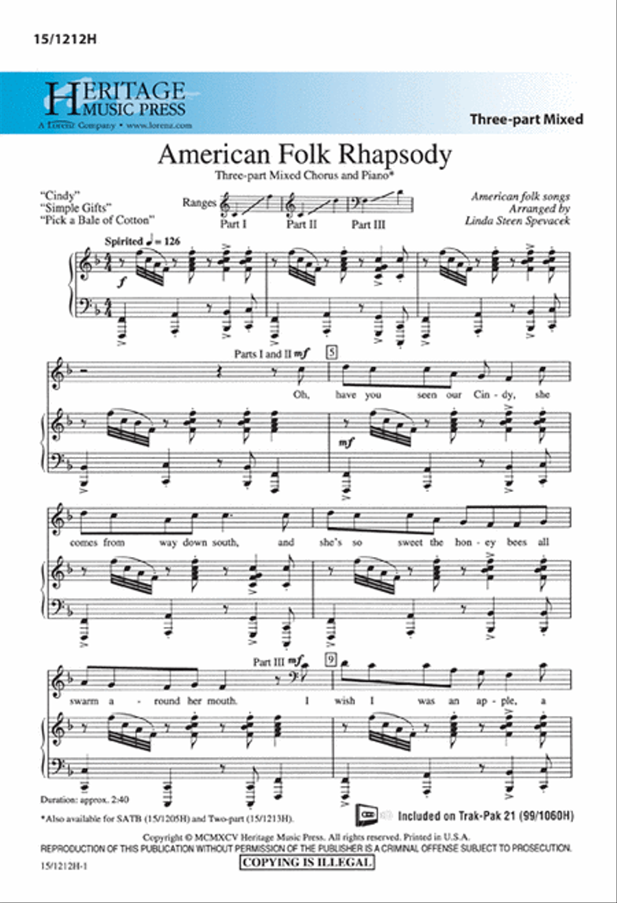 American Folk Rhapsody American Folk Rhapsody 3-Part scores gallery preview page 1