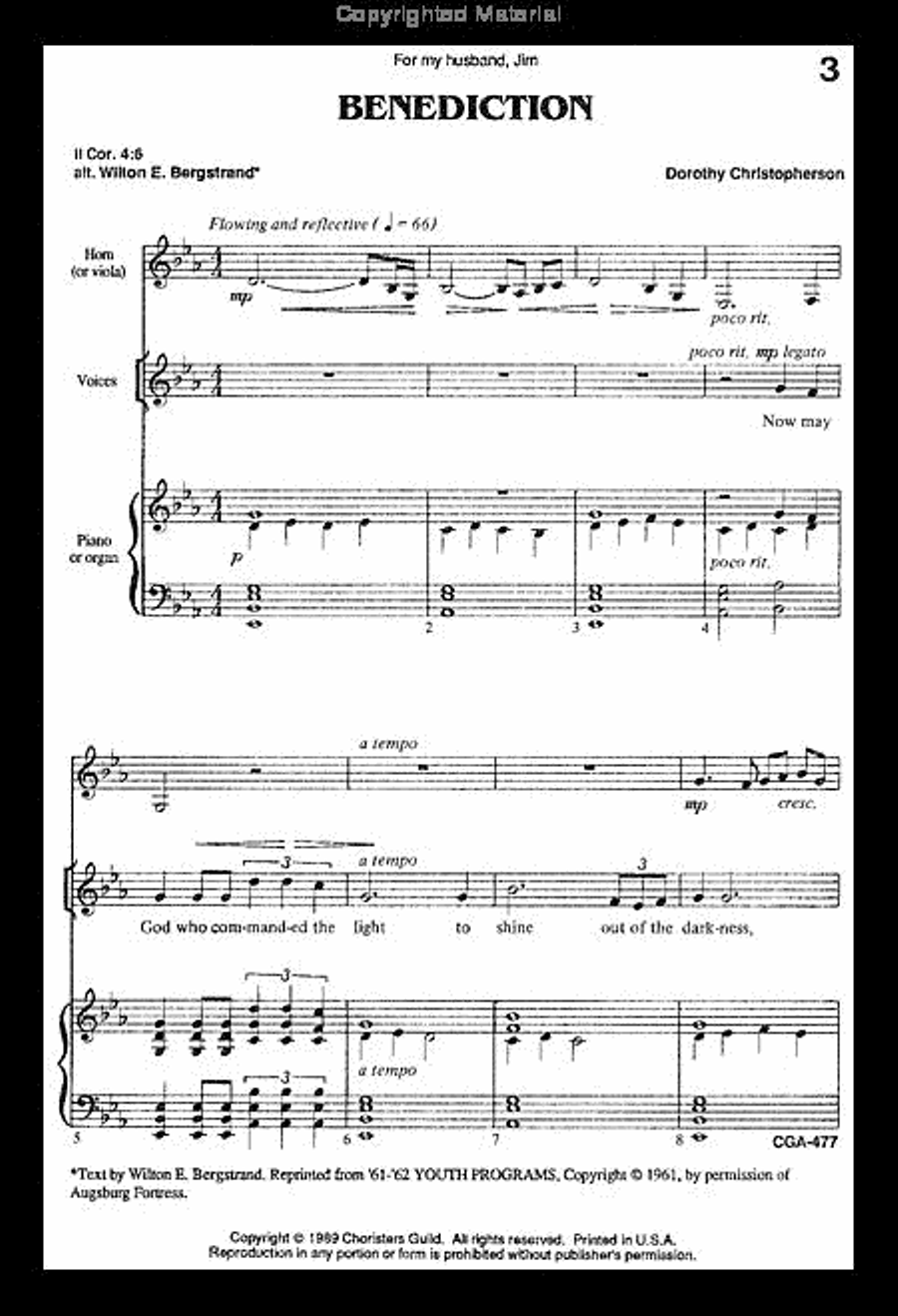 Benediction Unison Choir scores gallery preview page 2