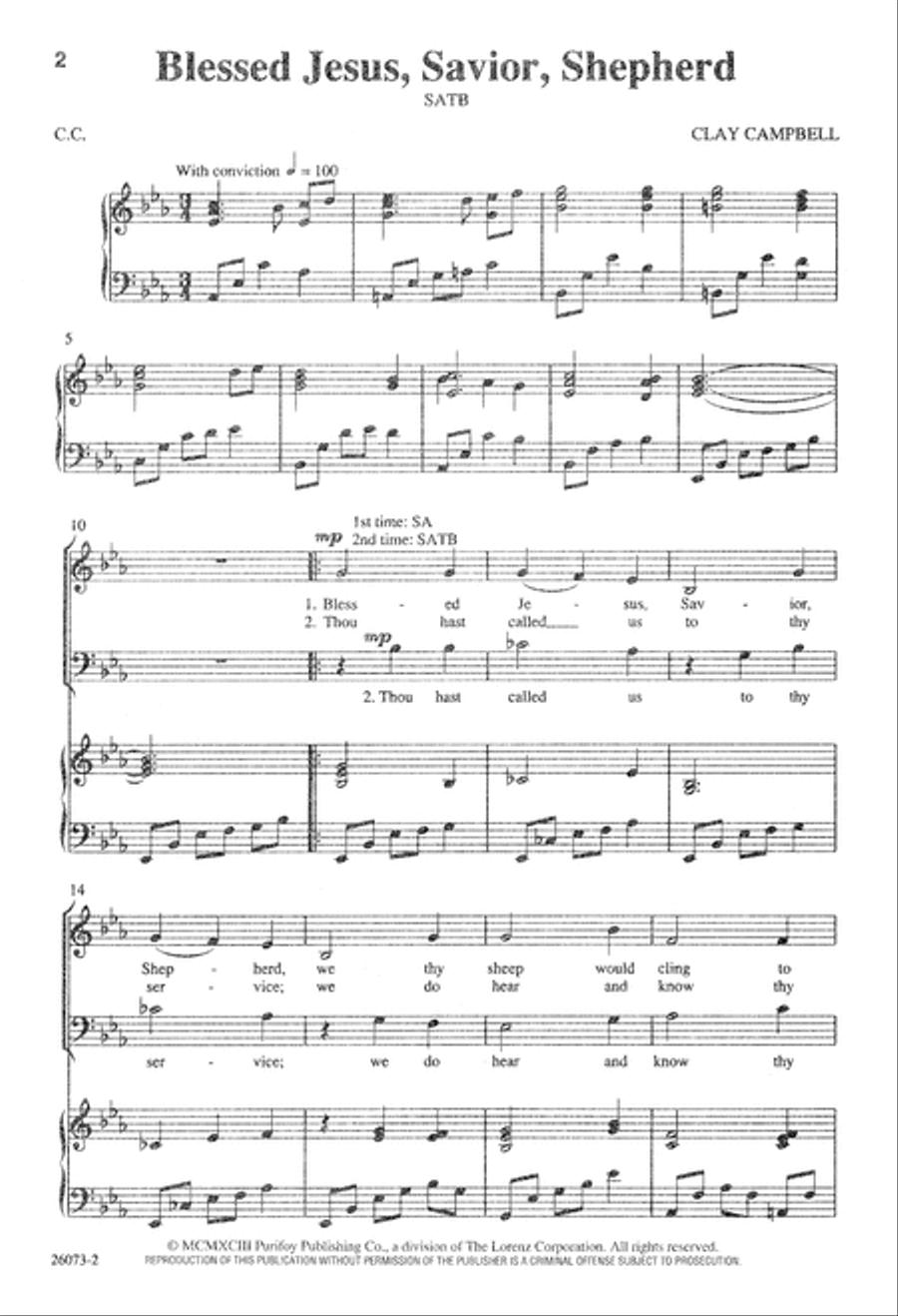 Blessed Jesus, Savior Shepherd 4-Part scores gallery preview page 3