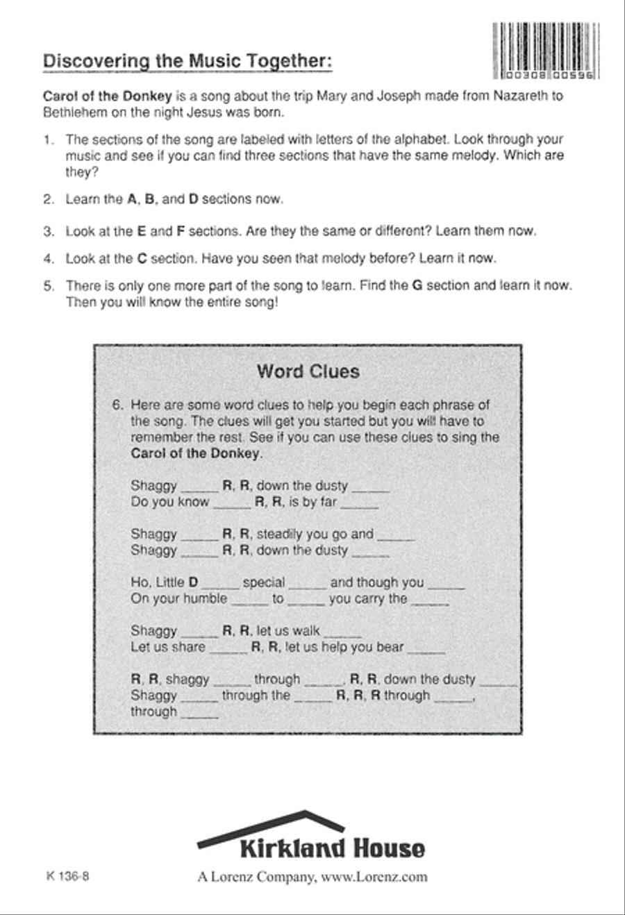 Carol of the Donkey Carol of the Donkey Unison Choir scores gallery preview page 9