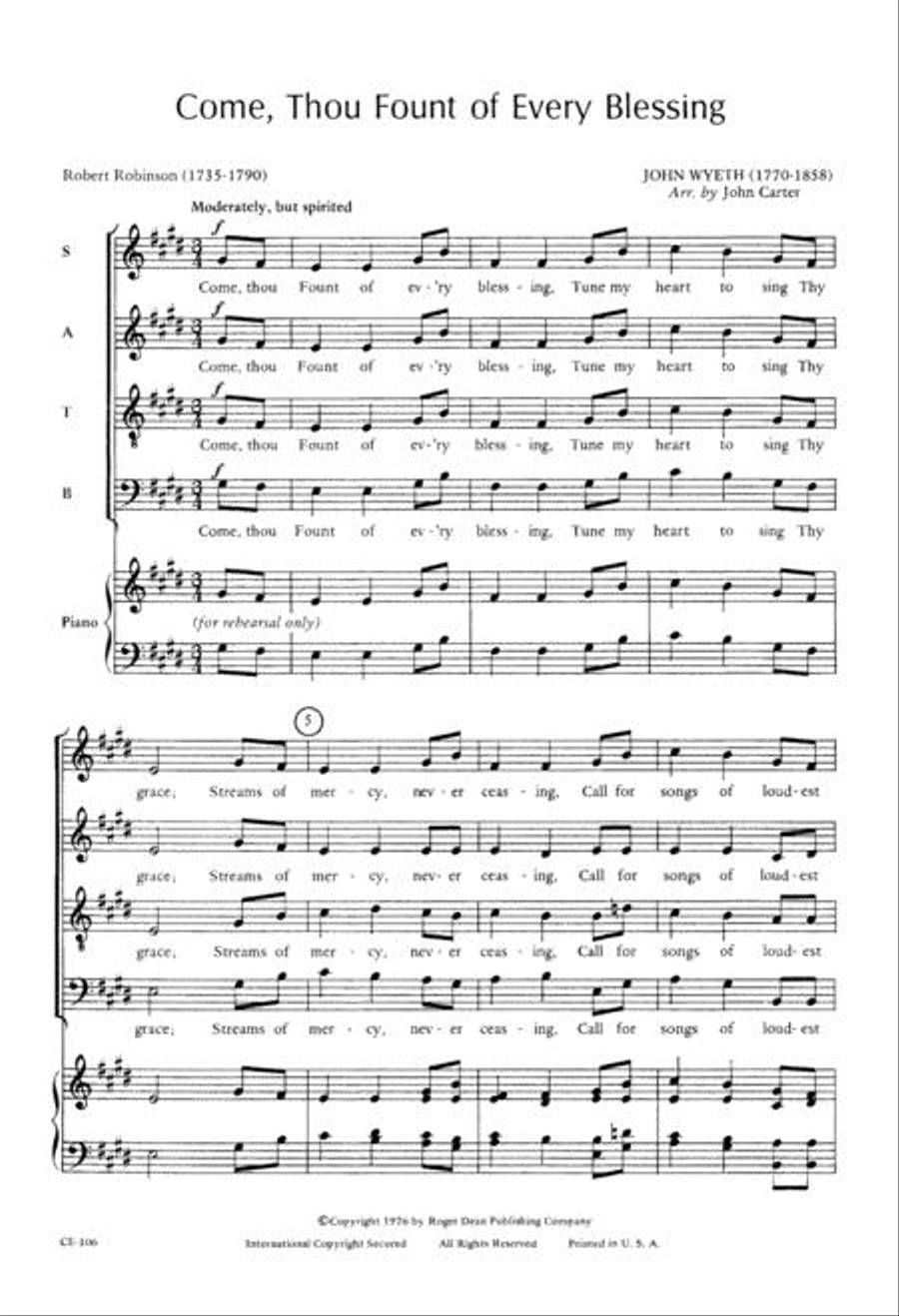 Come Thou Fount of Every Blessing 4-Part scores gallery preview page 2