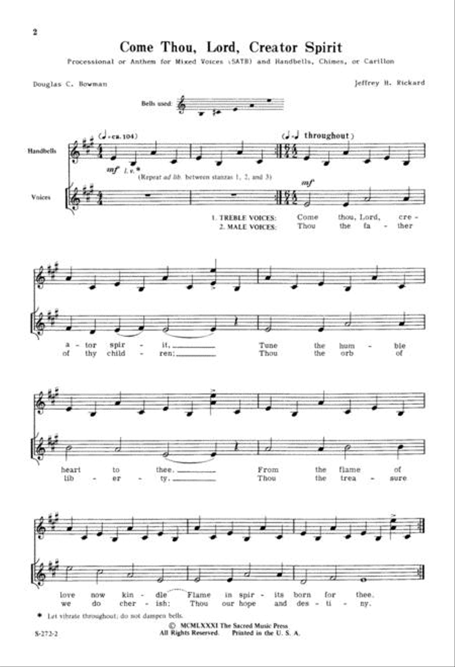 Come Thou, Lord, Creator Spirit 4-Part scores gallery preview page 2