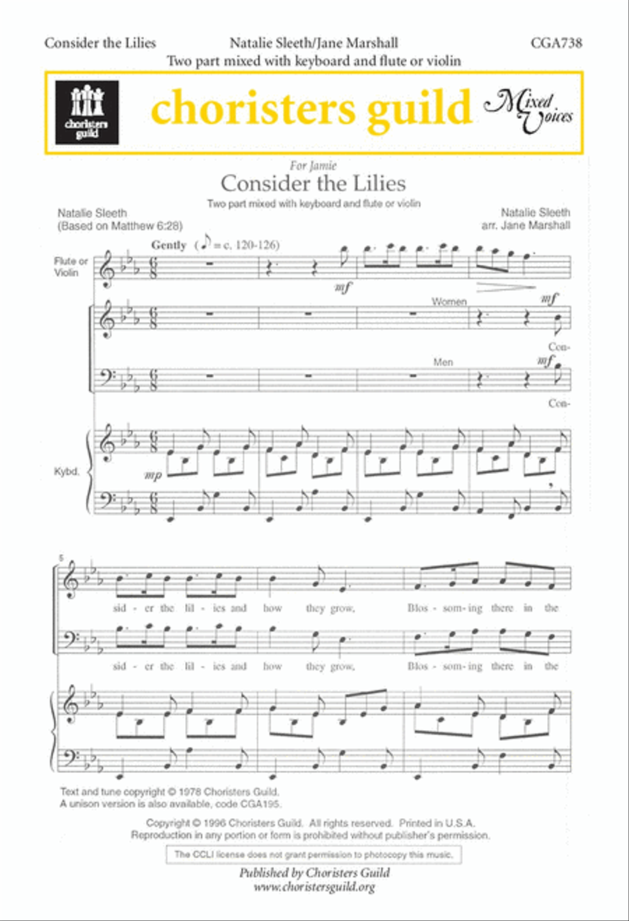 Consider the Lilies 2-Part scores gallery preview page 1
