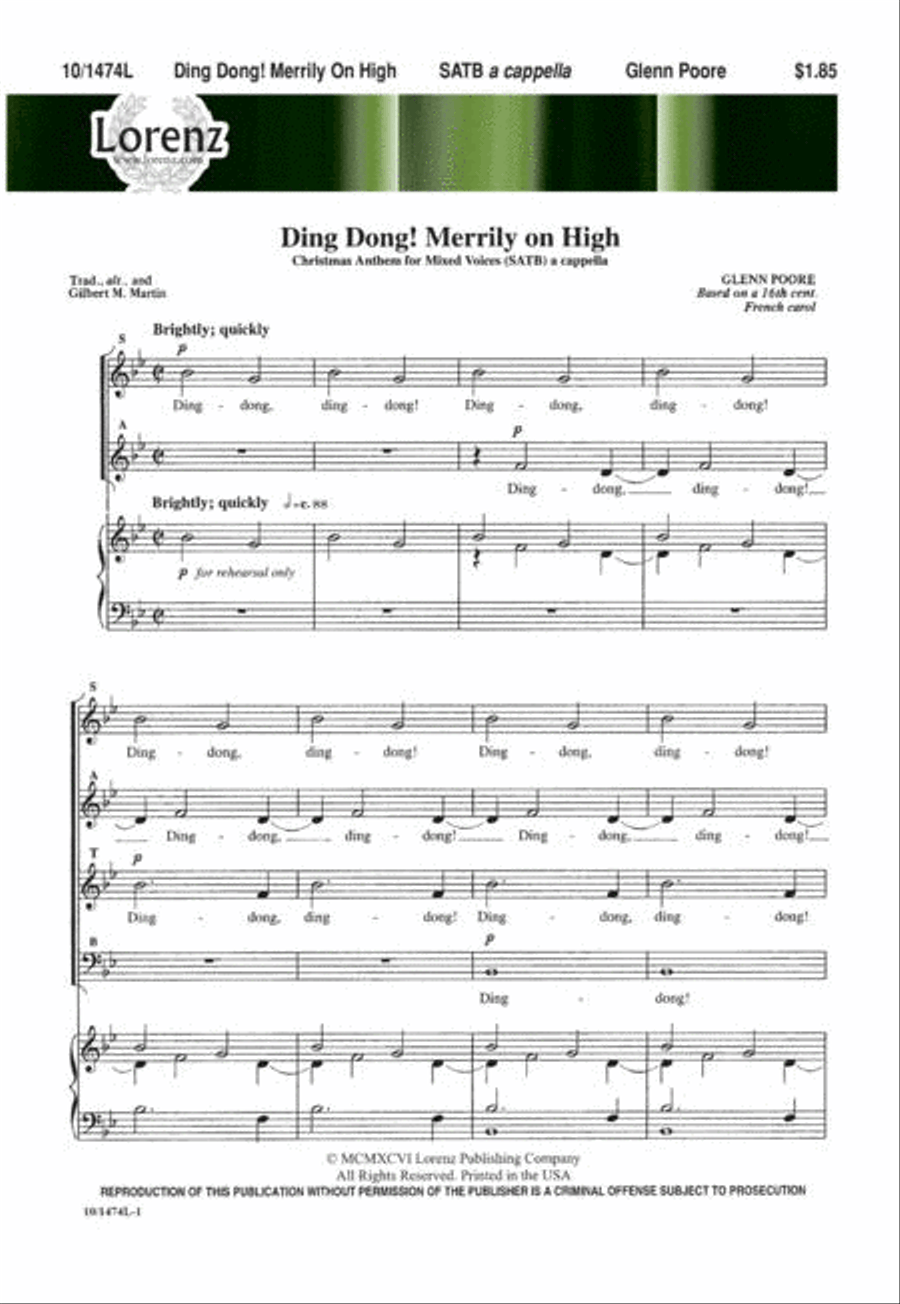 Ding Dong! Merrily on High 4-Part scores gallery preview page 1