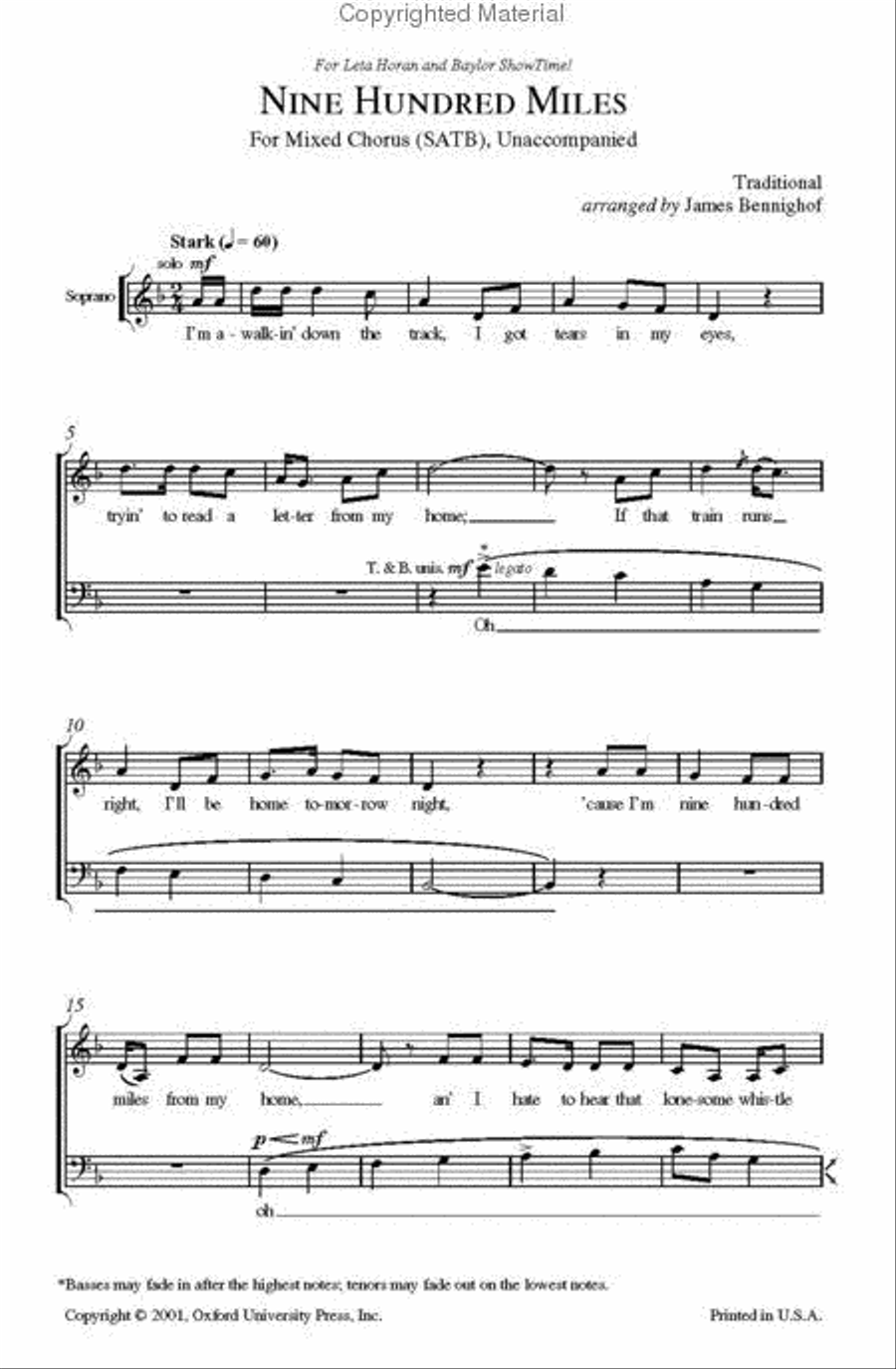 Nine Hundred Miles 4-Part scores gallery preview page 2