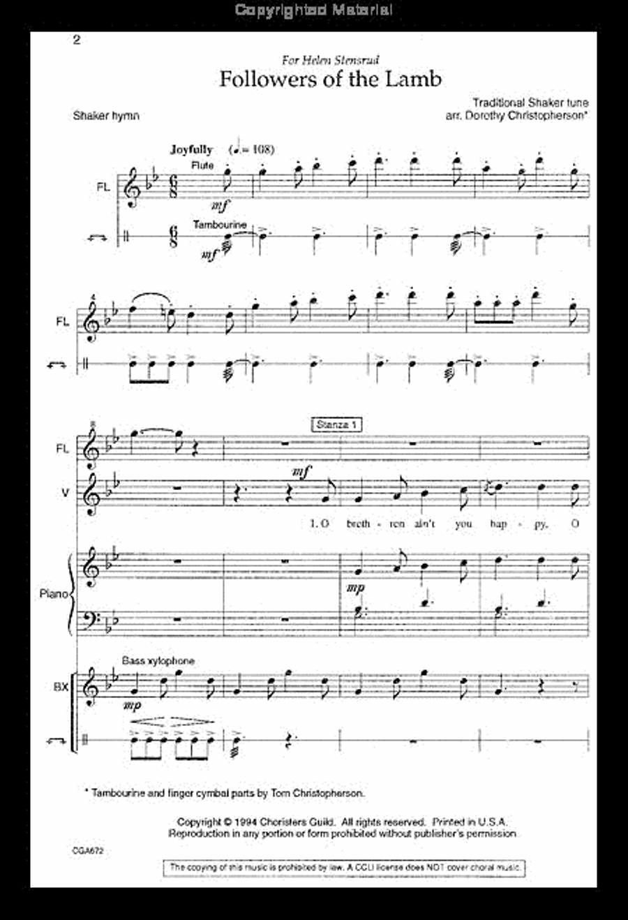 Followers of the Lamb Unison Choir scores gallery preview page 2