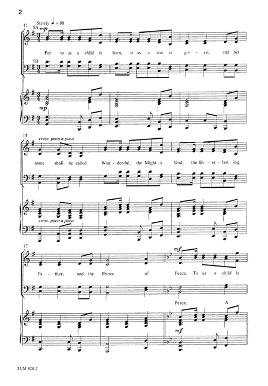 For to Us a Child is Born 4-Part scores gallery preview page 3