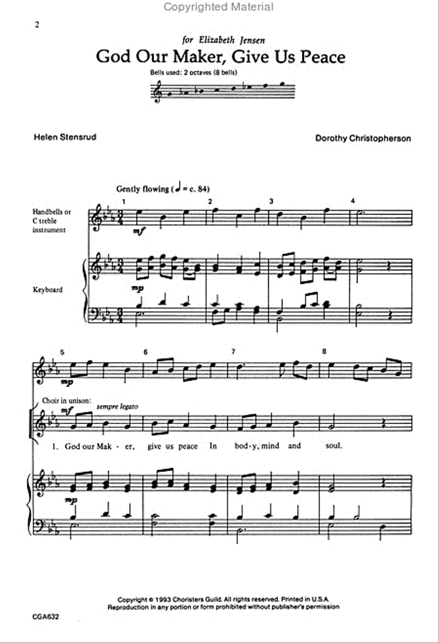 God, Our Maker, Give Us Peace Unison Choir scores gallery preview page 2