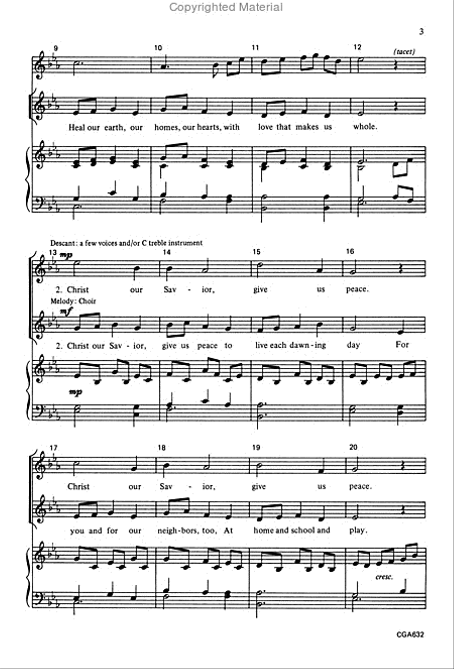 God, Our Maker, Give Us Peace Unison Choir scores gallery preview page 3
