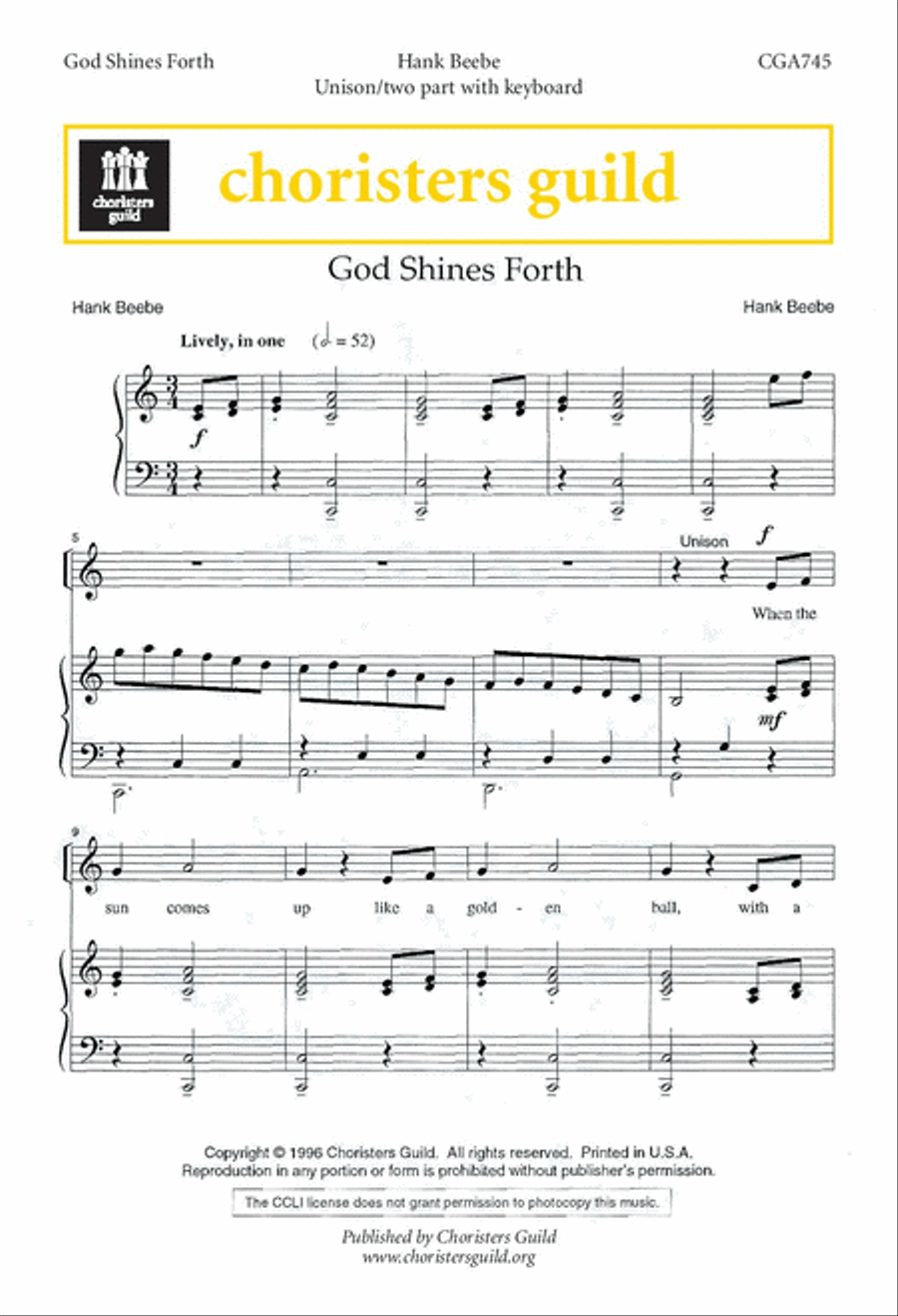 God Shines Forth God Shines Forth Unison Choir scores gallery preview page 1