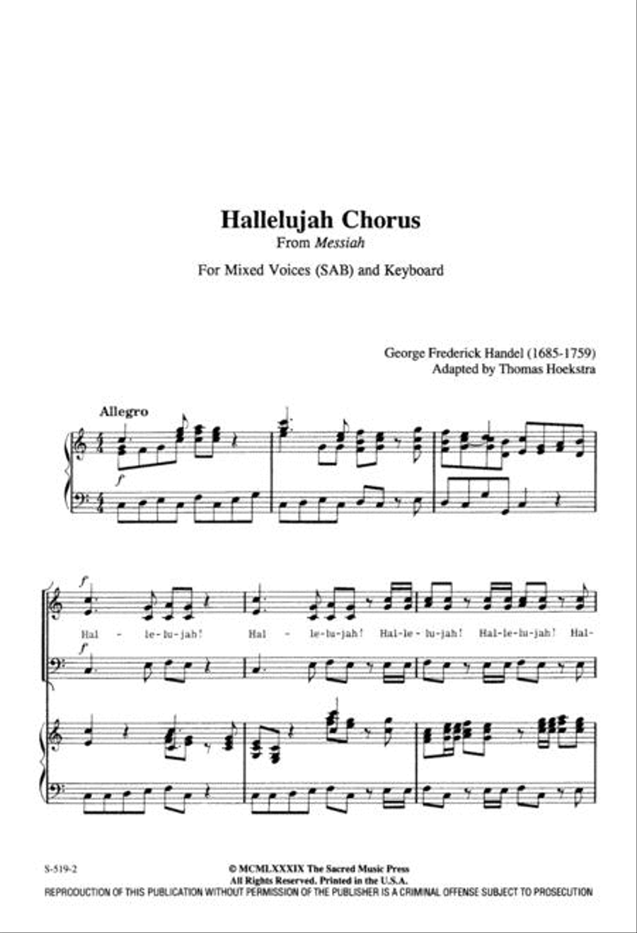 Hallelujah Chorus from Messiah 3-Part scores gallery preview page 2
