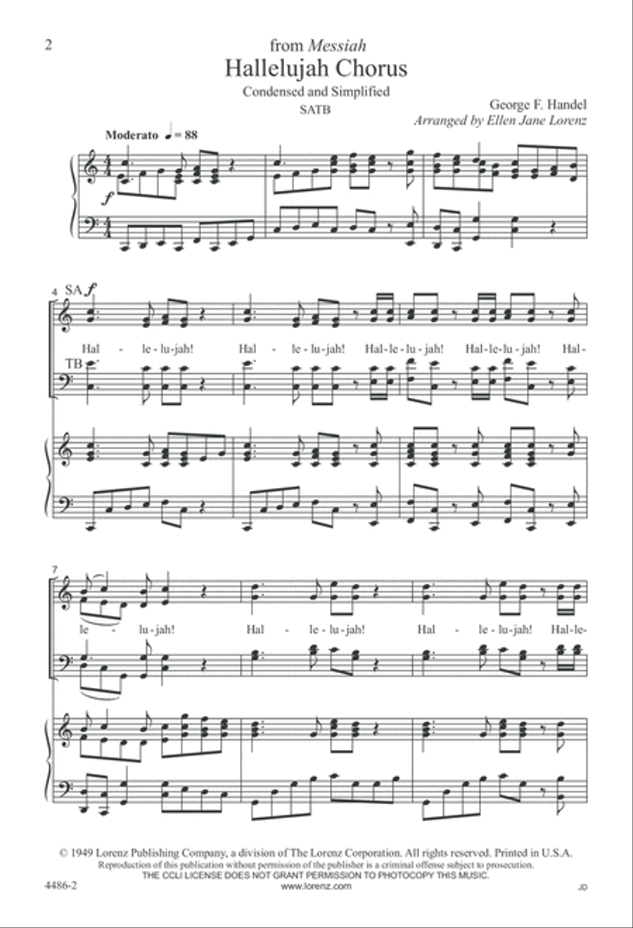 The Hallelujah Chorus, Condensed and Simplified 4-Part scores gallery preview page 3