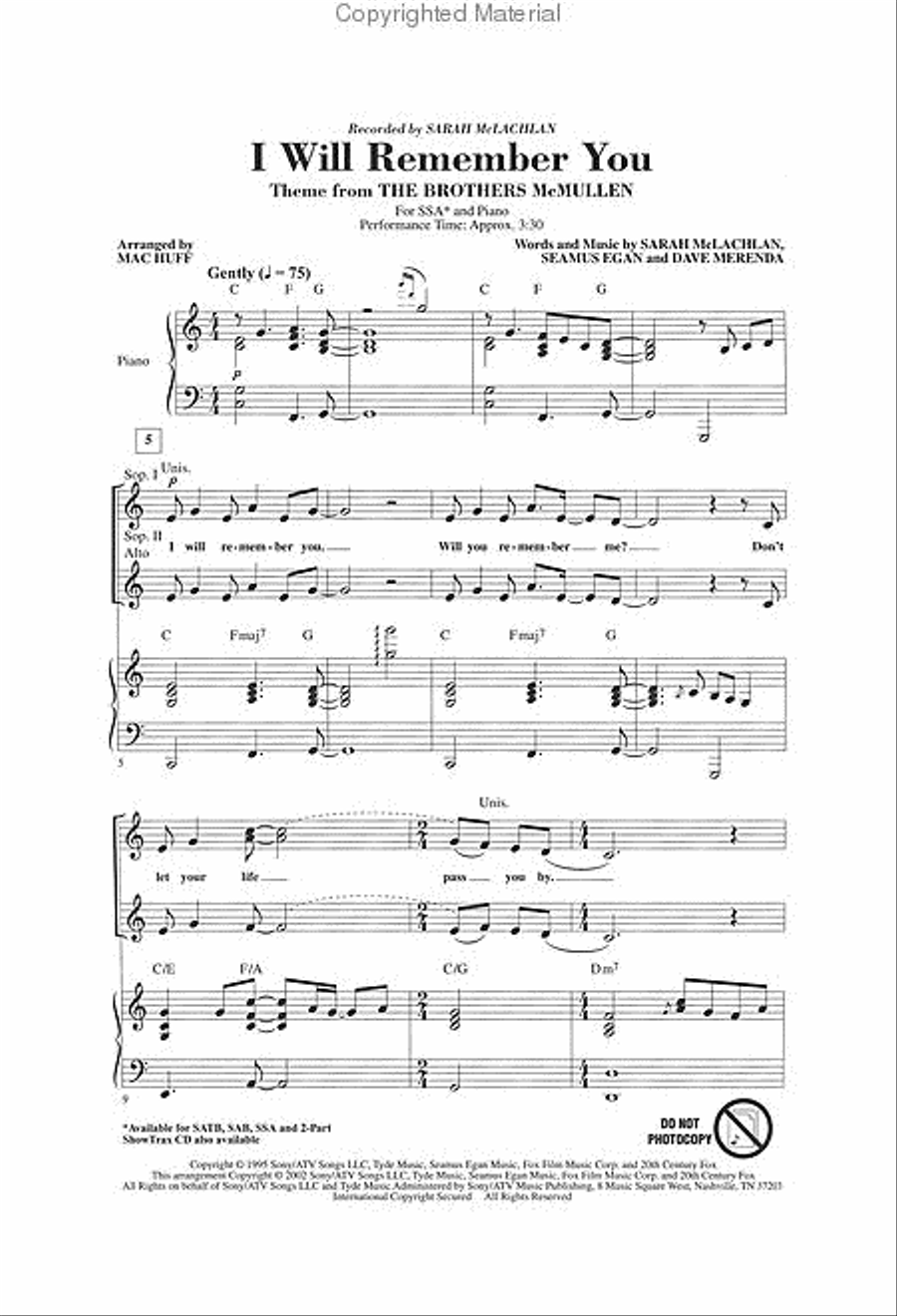 I Will Remember You I Will Remember You SSA scores gallery preview page 2