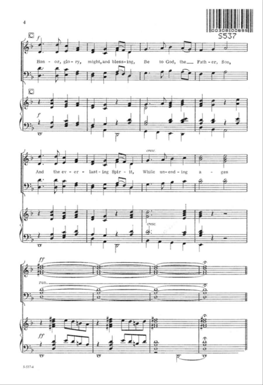 Hark! A Thrilling Voice Is Sounding 4-Part scores gallery preview page 5