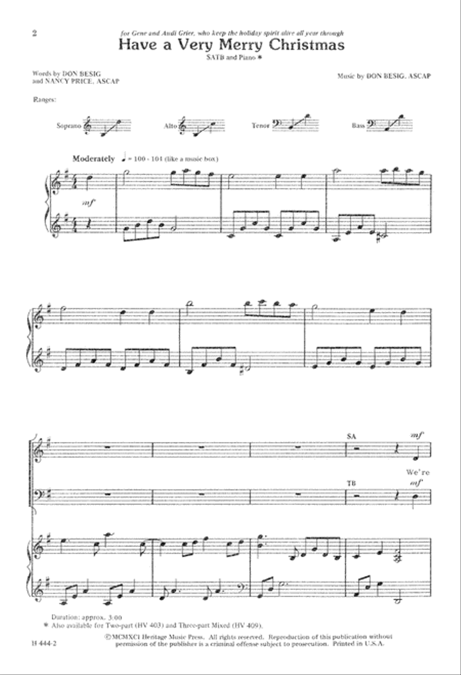 Have a Very Merry Christmas 4-Part scores gallery preview page 3
