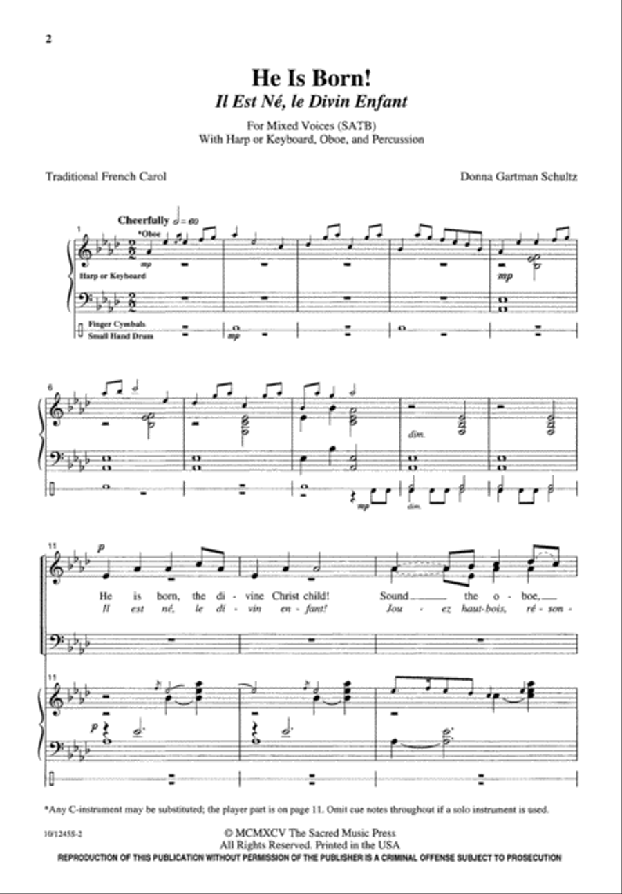 He Is Born He Is Born 4-Part scores gallery preview page 3