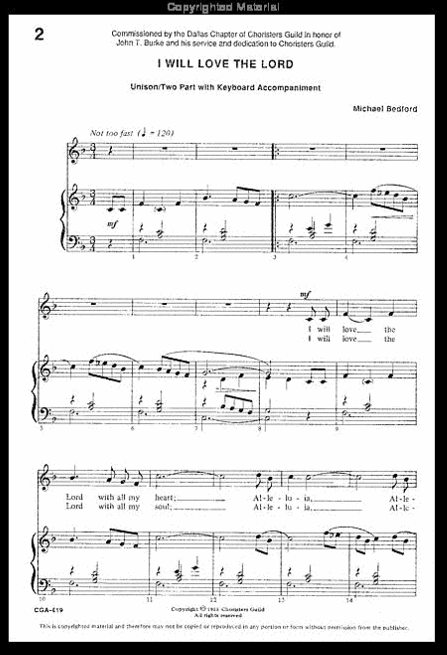 I Will Love the Lord Unison Choir scores gallery preview page 2