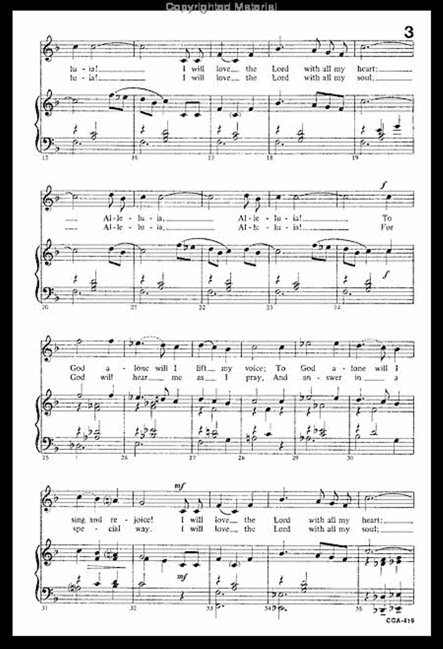 I Will Love the Lord Unison Choir scores gallery preview page 3