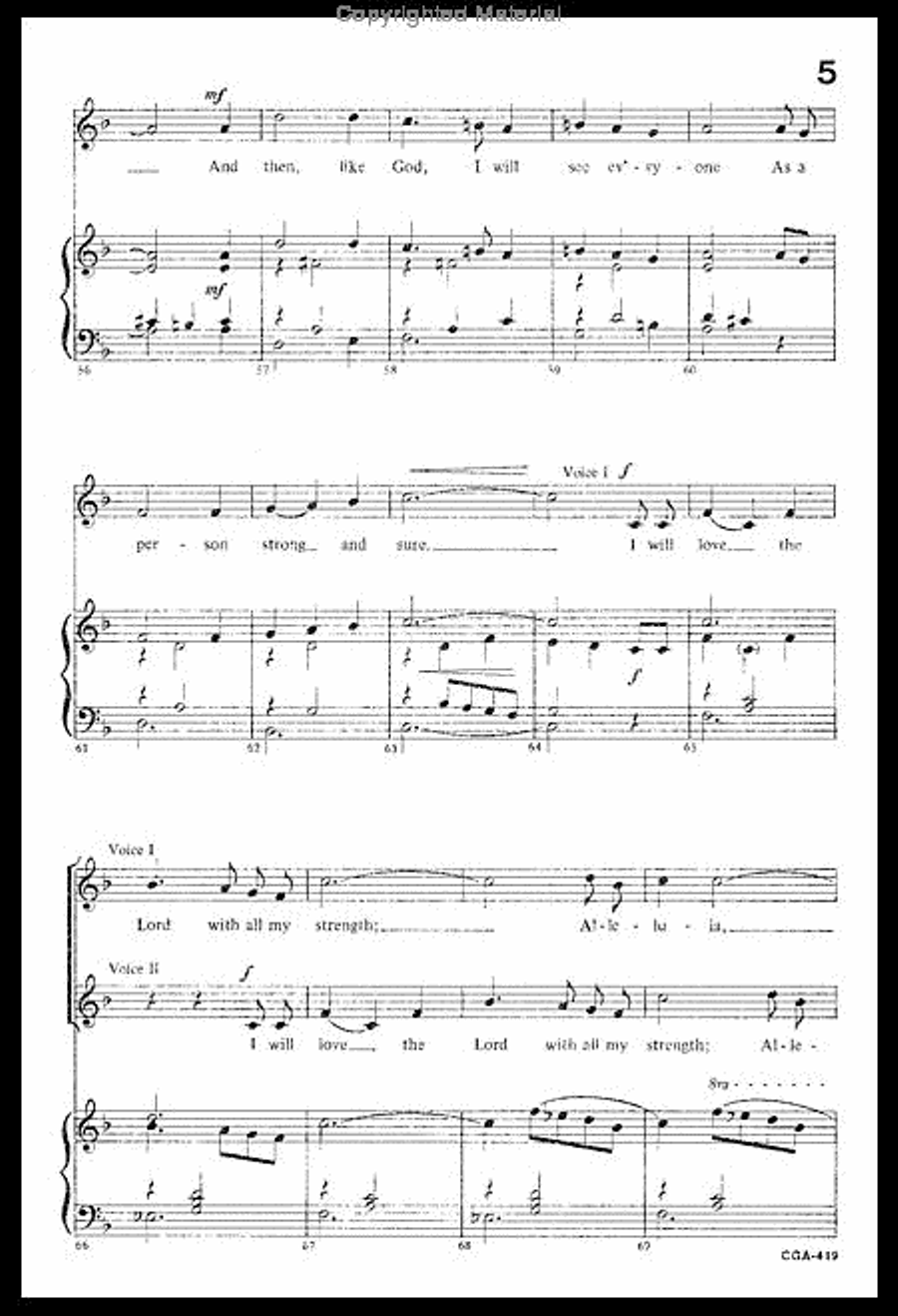 I Will Love the Lord Unison Choir scores gallery preview page 5