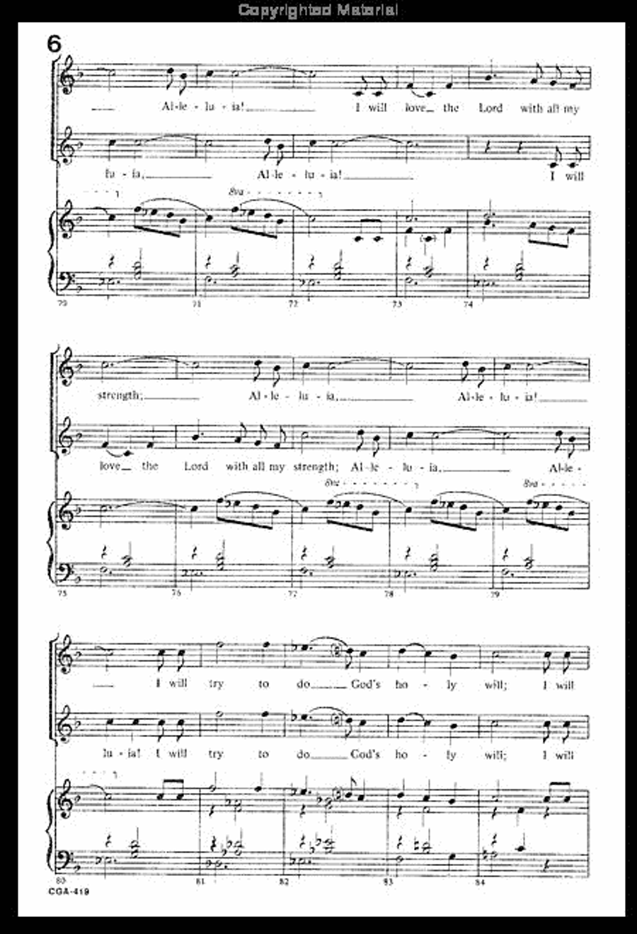I Will Love the Lord Unison Choir scores gallery preview page 6