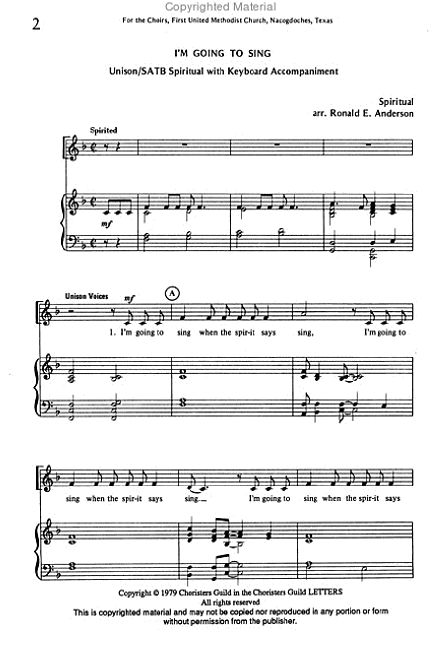 I'm Going to Sing Unison Choir scores gallery preview page 2