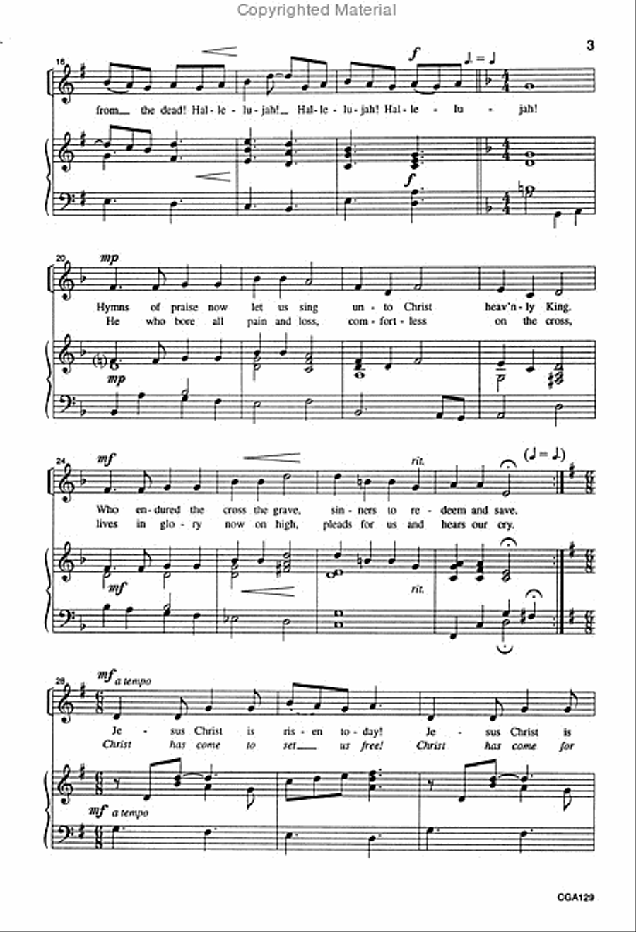 Jesus Christ Is Risen Today Hallelujah Unison Choir scores gallery preview page 3