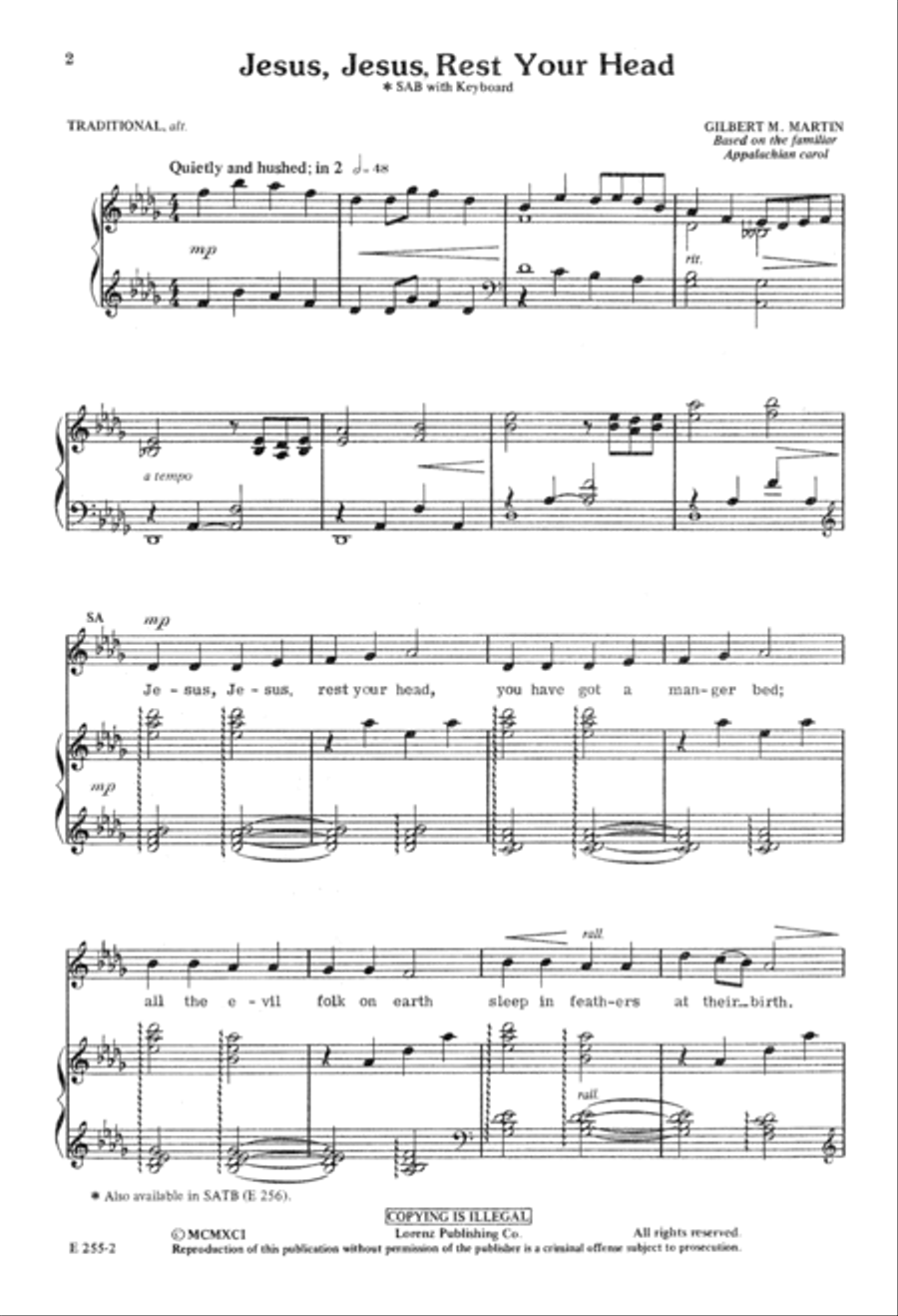 Jesus, Jesus, Rest Your Head 3-Part scores gallery preview page 3