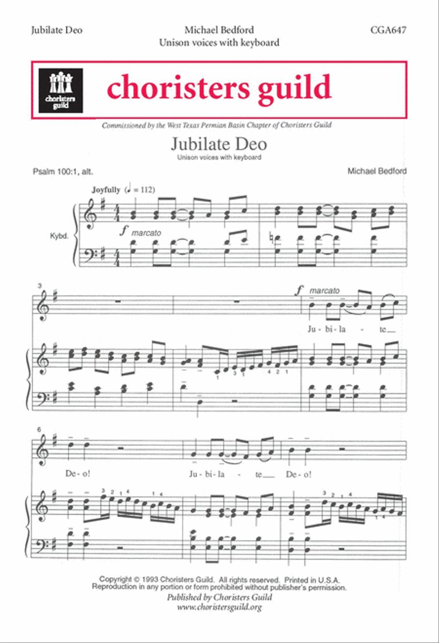Jubilate Deo Unison Choir scores gallery preview page 1