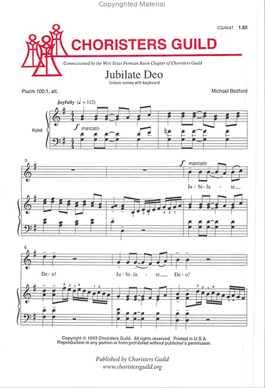 Jubilate Deo Unison Choir scores gallery preview page 2