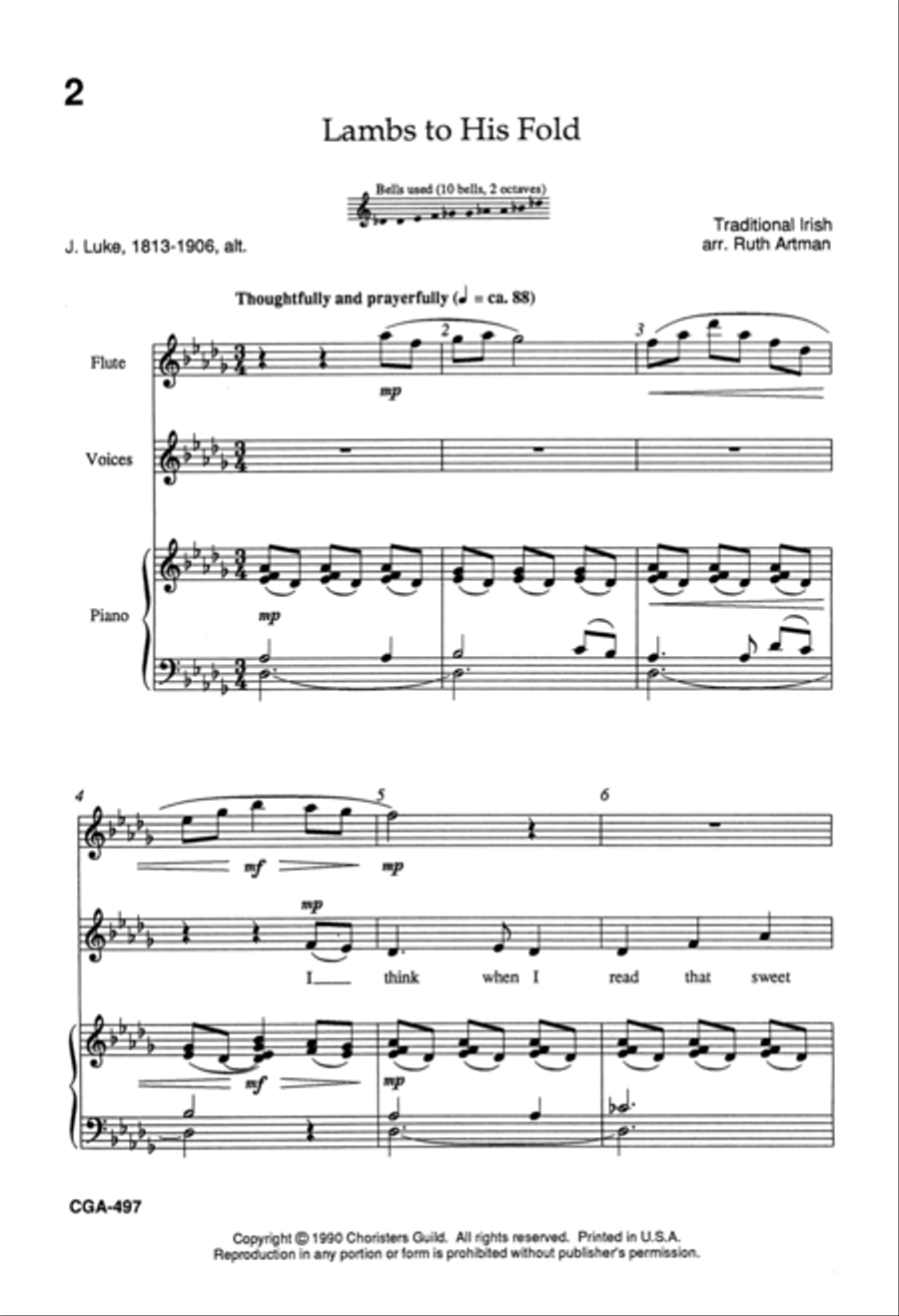 Lambs to His Fold Unison Choir scores gallery preview page 2