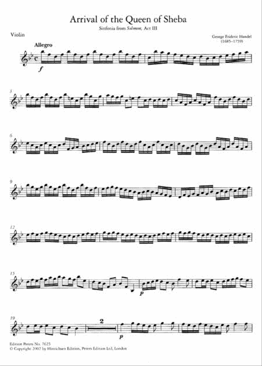 Arrival of the Queen of Sheba (Arranged for Violin and Piano) Violin Solo scores gallery preview page 3
