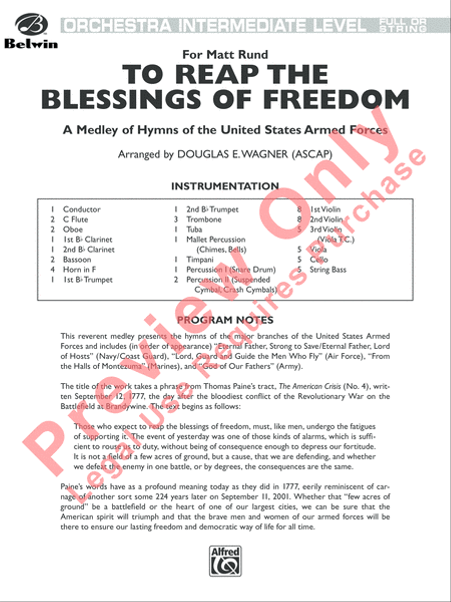 To Reap the Blessings of Freedom Full Orchestra scores gallery preview page 2