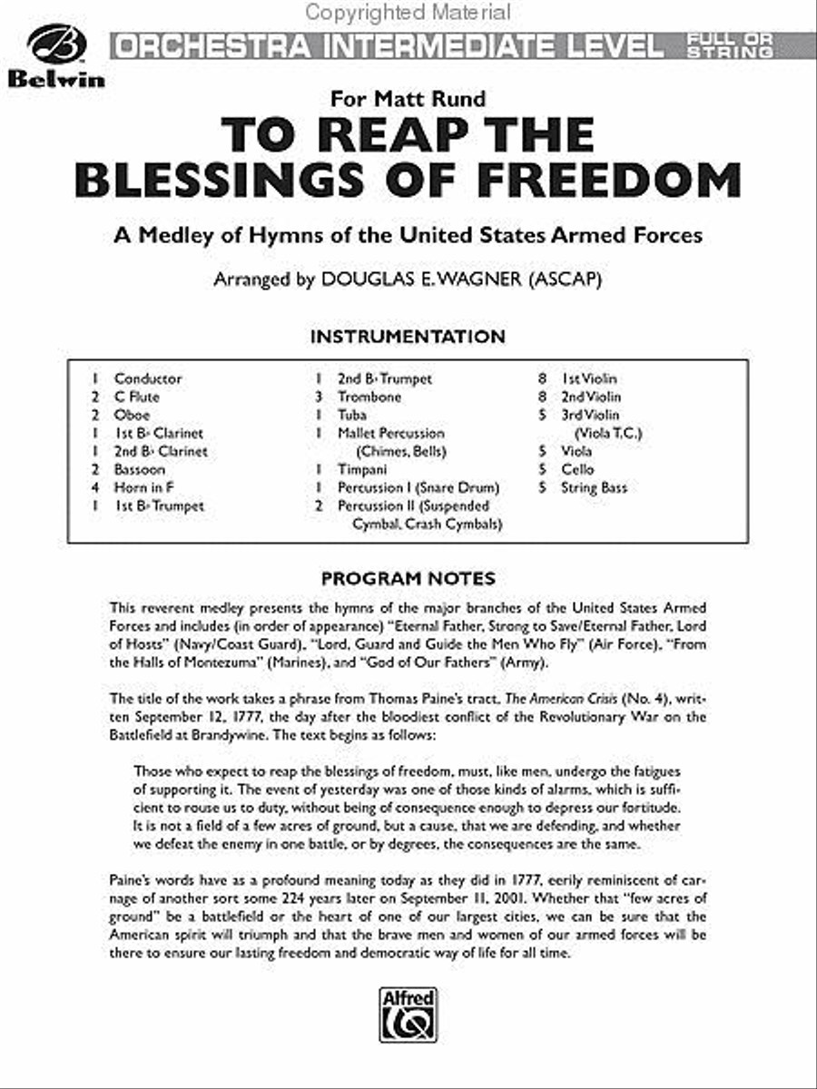 To Reap the Blessings of Freedom Full Orchestra scores gallery preview page 18