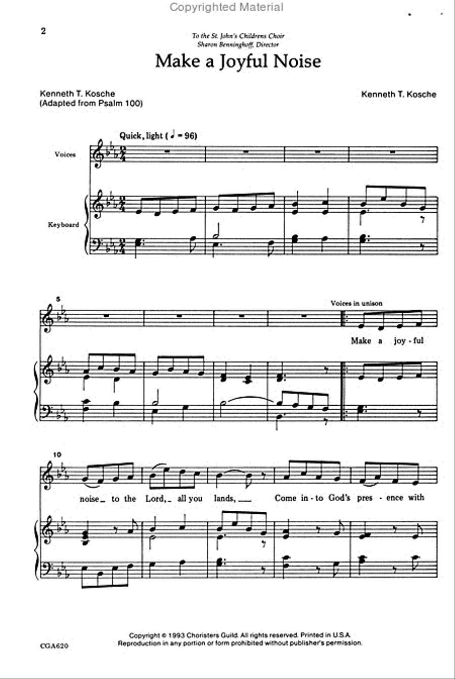 Make a Joyful Noise Unison Choir scores gallery preview page 2
