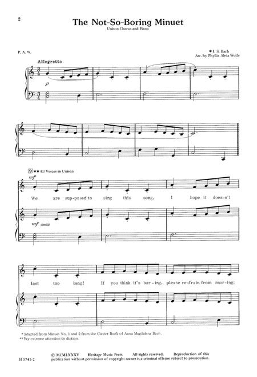The Not So Boring Minuet The Not So Boring Minuet Unison Choir scores gallery preview page 2