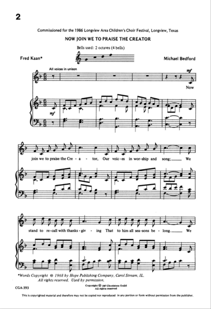Now Join We to Praise the Creator Unison Choir scores gallery preview page 2