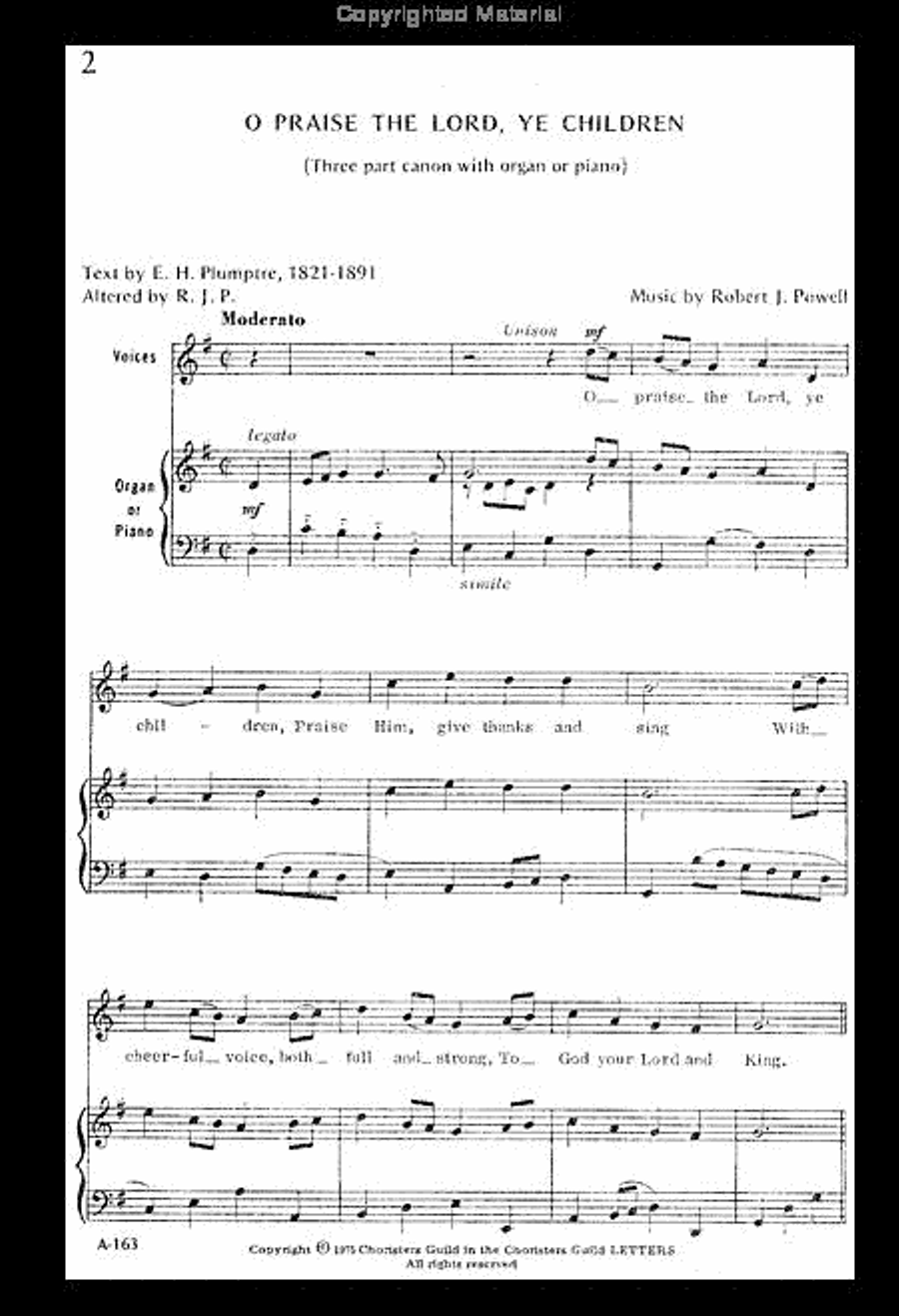 O Praise the Lord Ye Children 3-Part scores gallery preview page 2