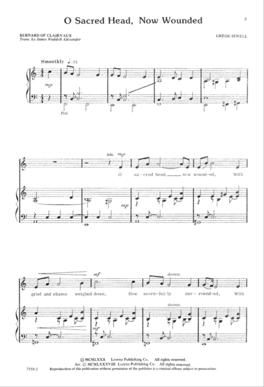 O Sacred Head, Now Wounded 3-Part scores gallery preview page 4