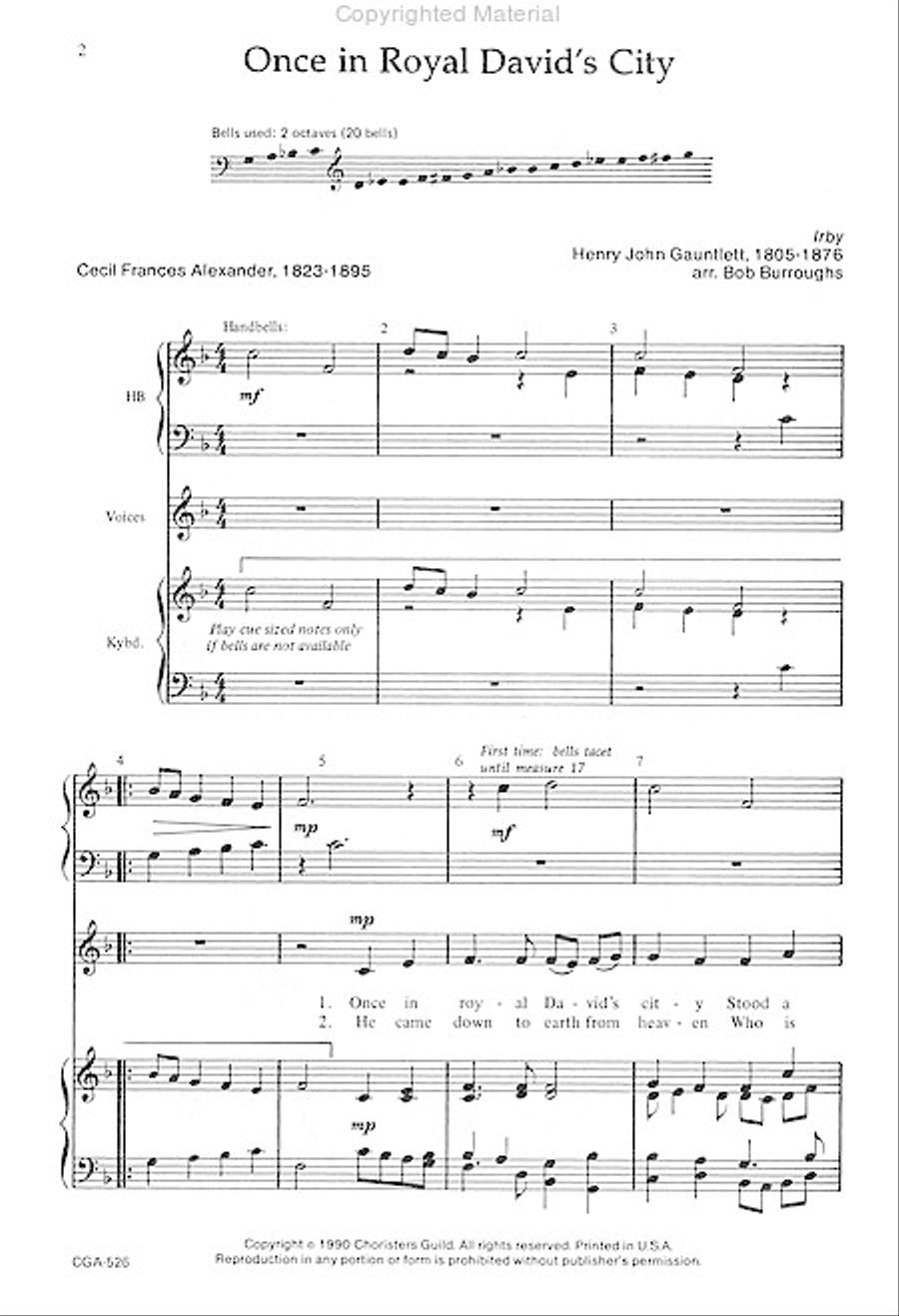 Once in Royal David's City Unison Choir scores gallery preview page 2