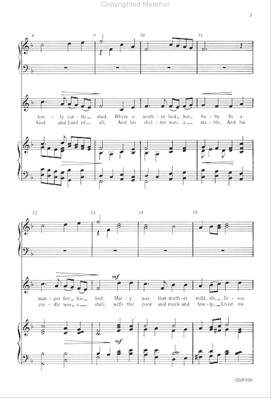 Once in Royal David's City Unison Choir scores gallery preview page 3