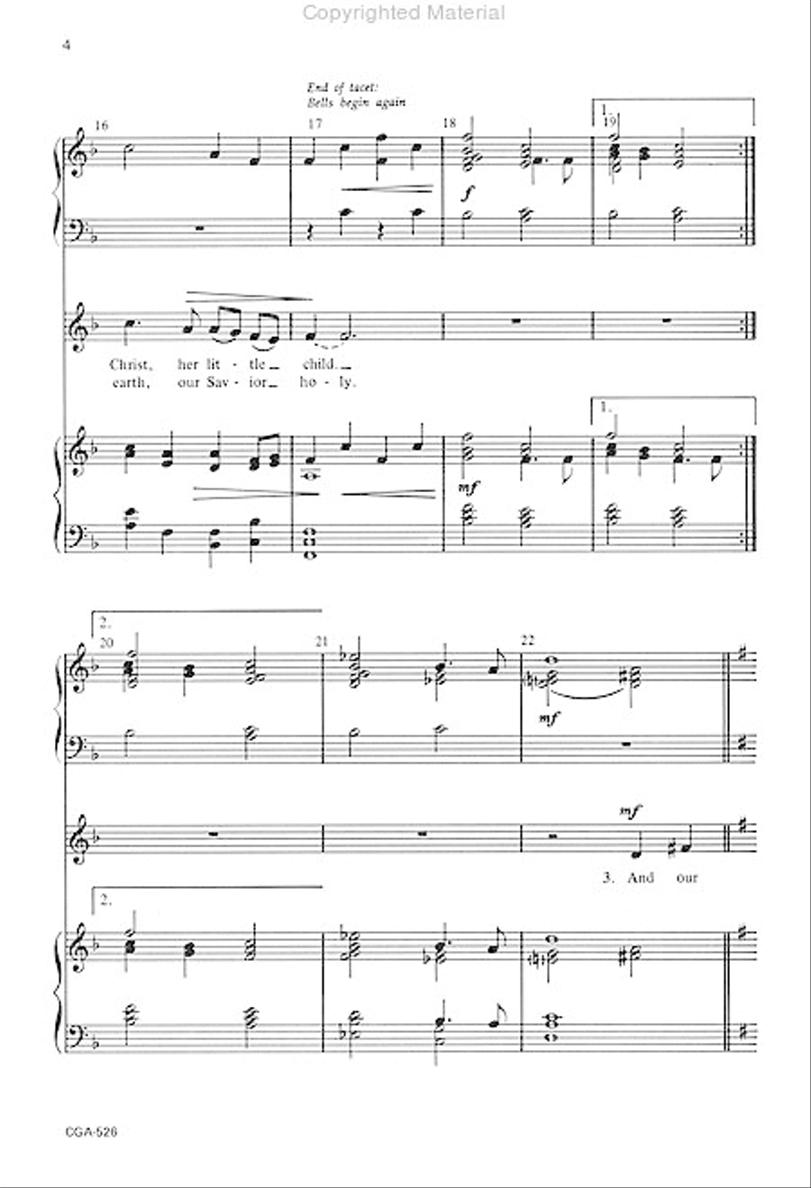Once in Royal David's City Unison Choir scores gallery preview page 4