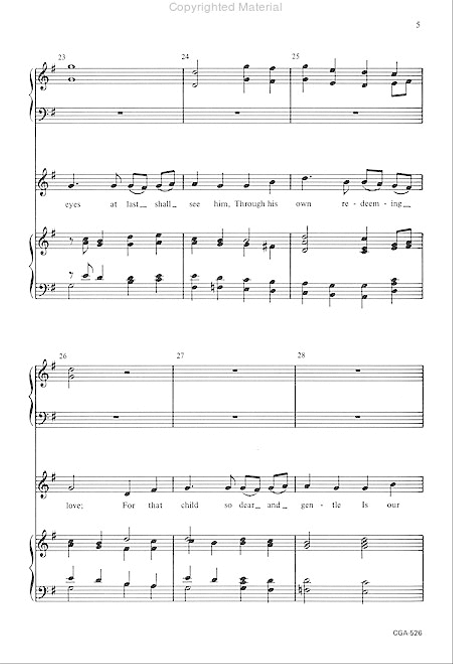 Once in Royal David's City Unison Choir scores gallery preview page 5
