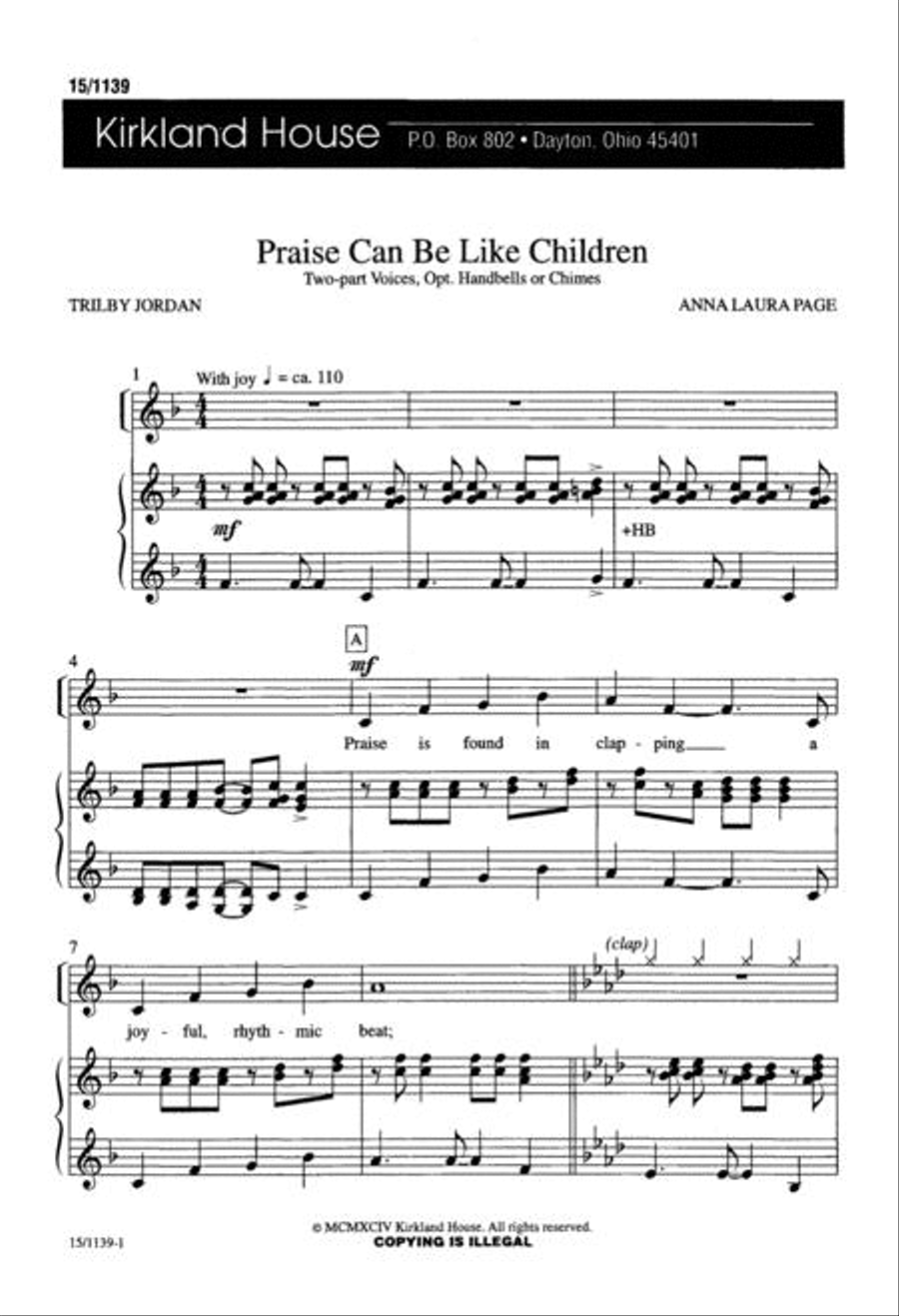 Praise Can Be Like Children 2-Part scores gallery preview page 1
