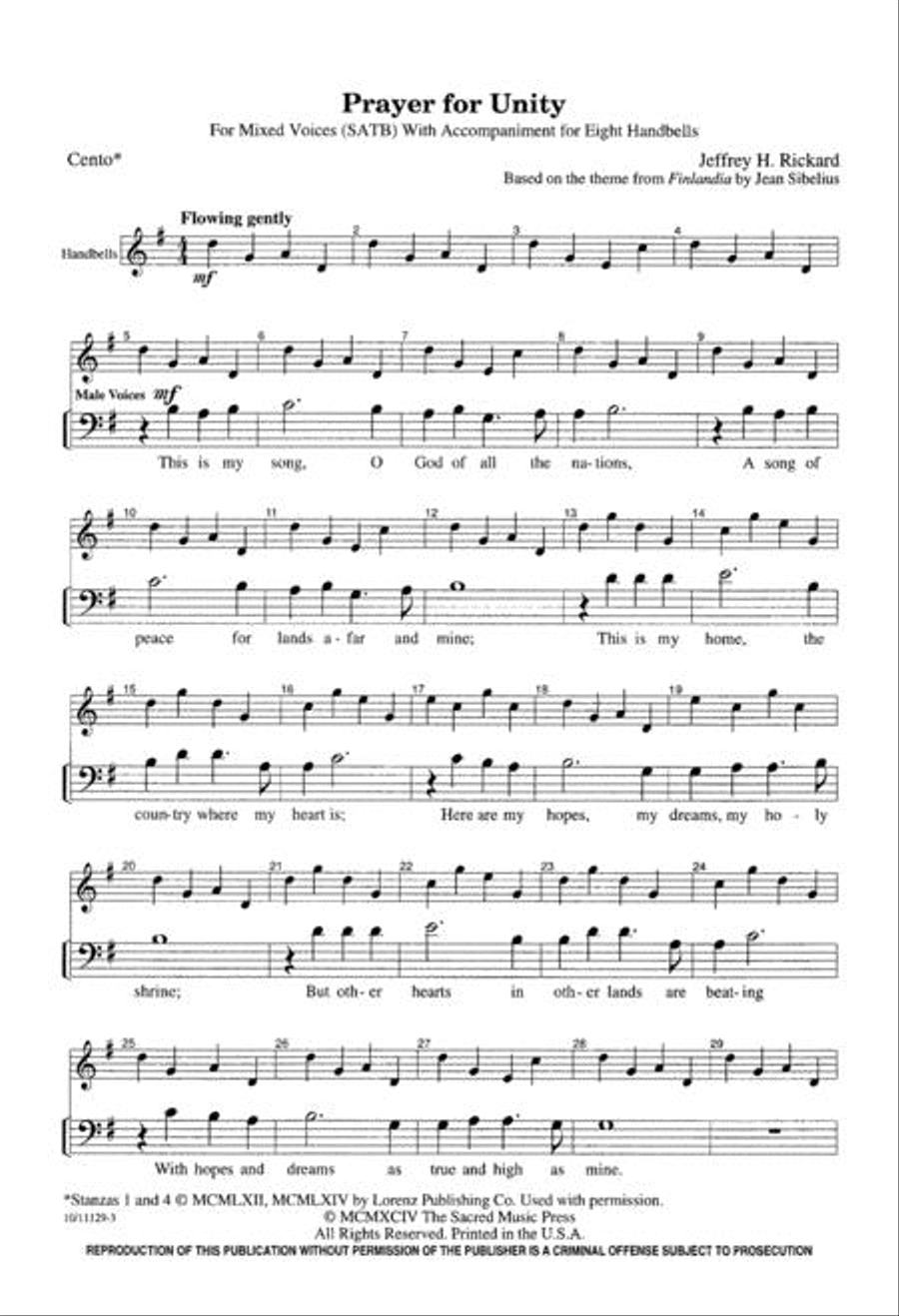 Prayer for Unity Prayer for Unity 4-Part scores gallery preview page 3