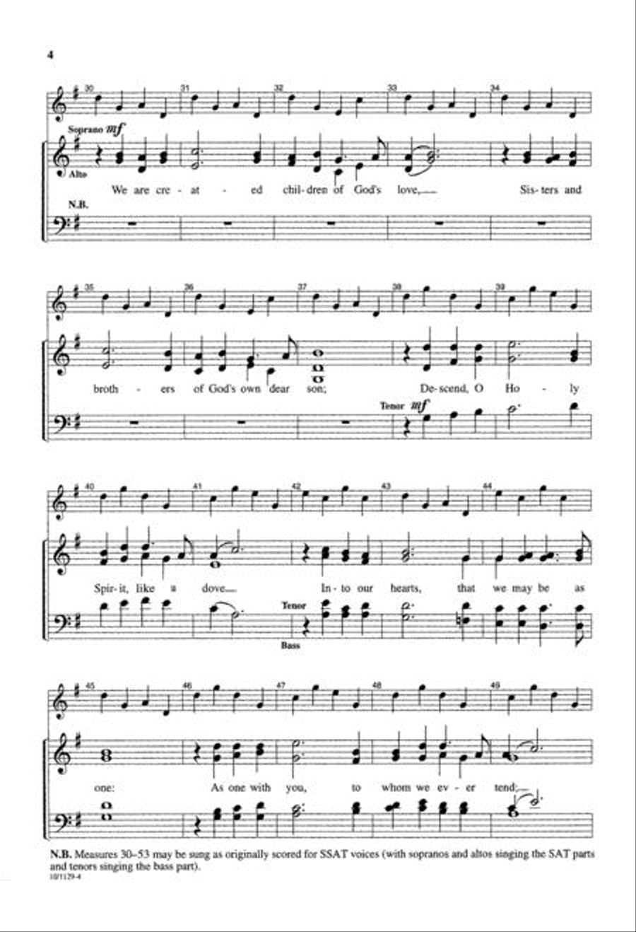 Prayer for Unity Prayer for Unity 4-Part scores gallery preview page 4